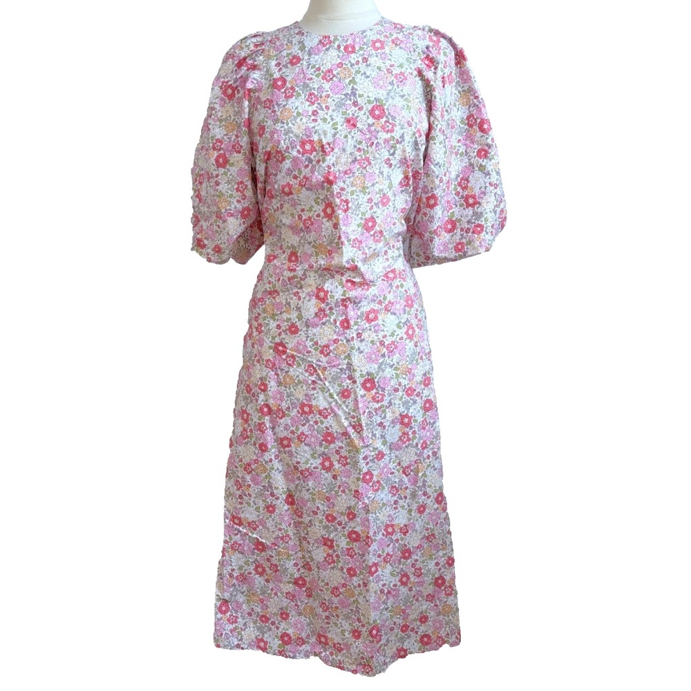 H&M Midi Floral Short Sleeve Dress S Small Office/Career/Work/Party/Casual EUC